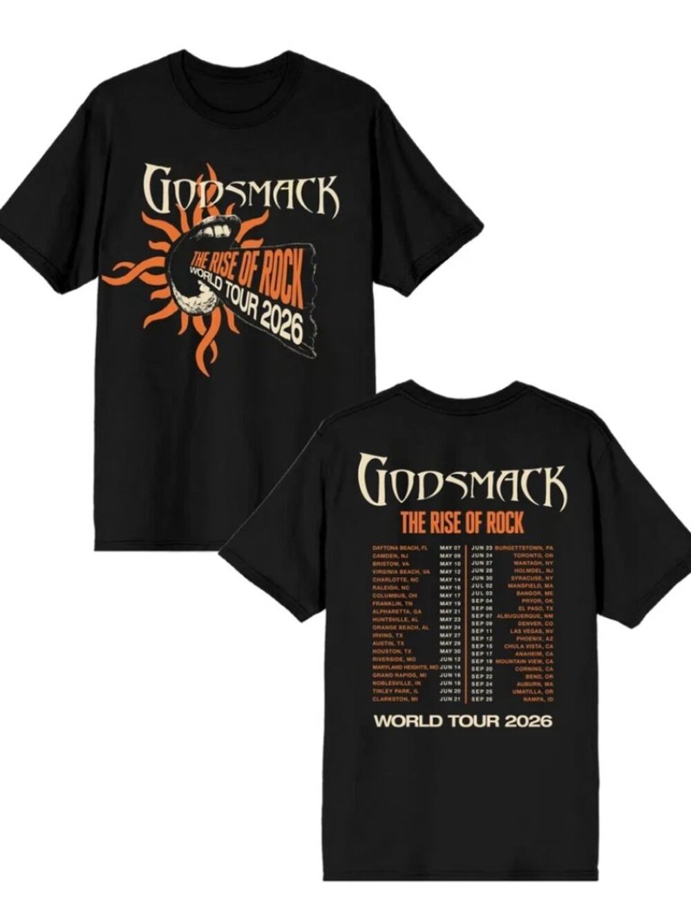 Godsmack Rise Of Rock World Tour 2026 Graphic T Shirt
